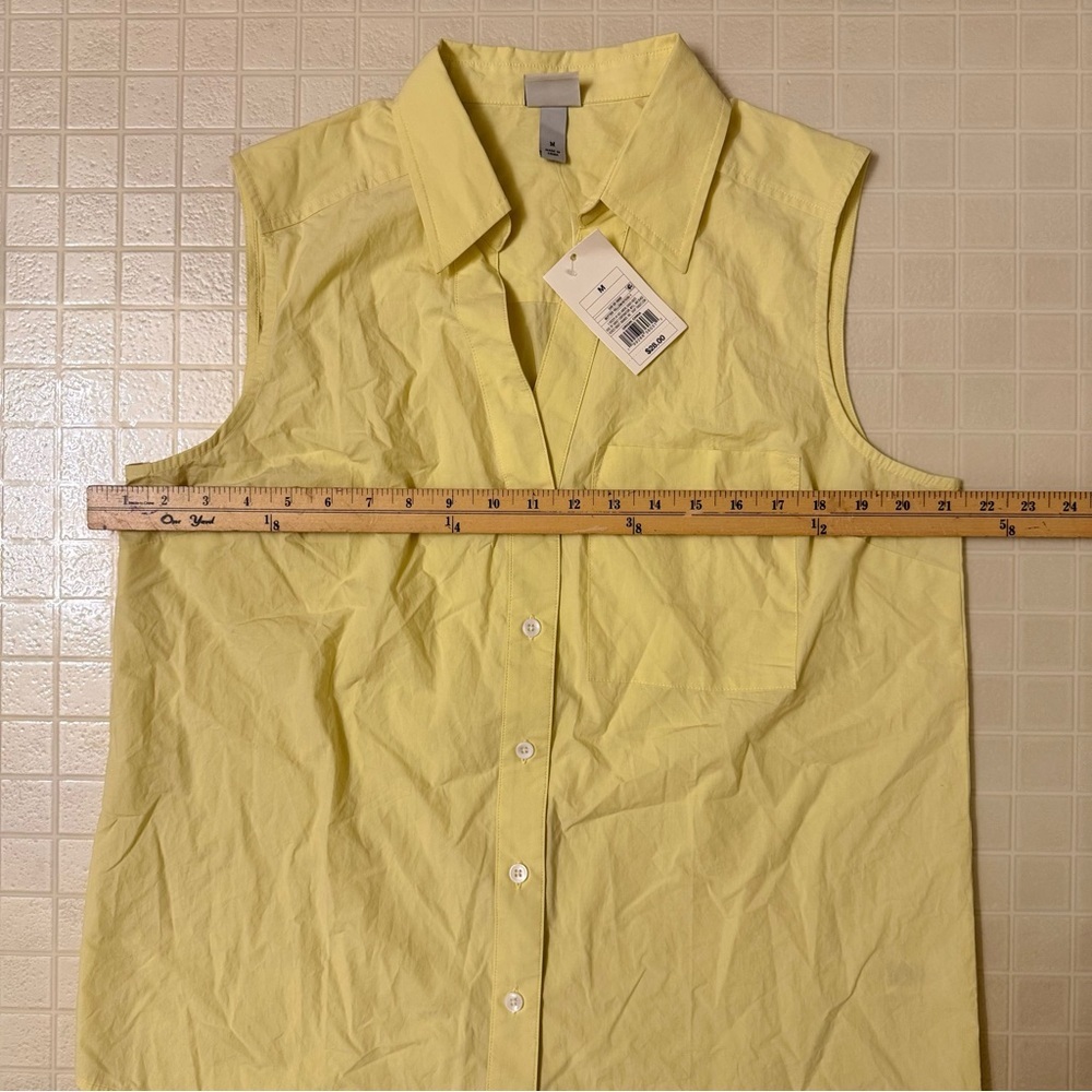 Women's V-Neck Button-Down
Shirt - A New Day Butter Yellow Size M - Picture 3 of 5